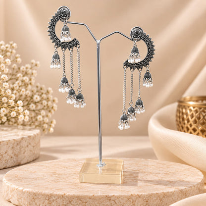 Oxidized Crescent Shaped Earrings for Girls & Women's
