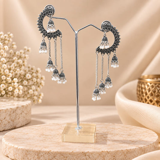 Oxidized Crescent Shaped Earrings for Girls & Women's
