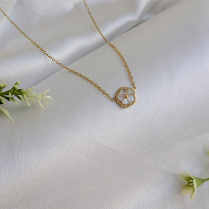 Gold Plated White Flower Charm Pendant for Girls & Women