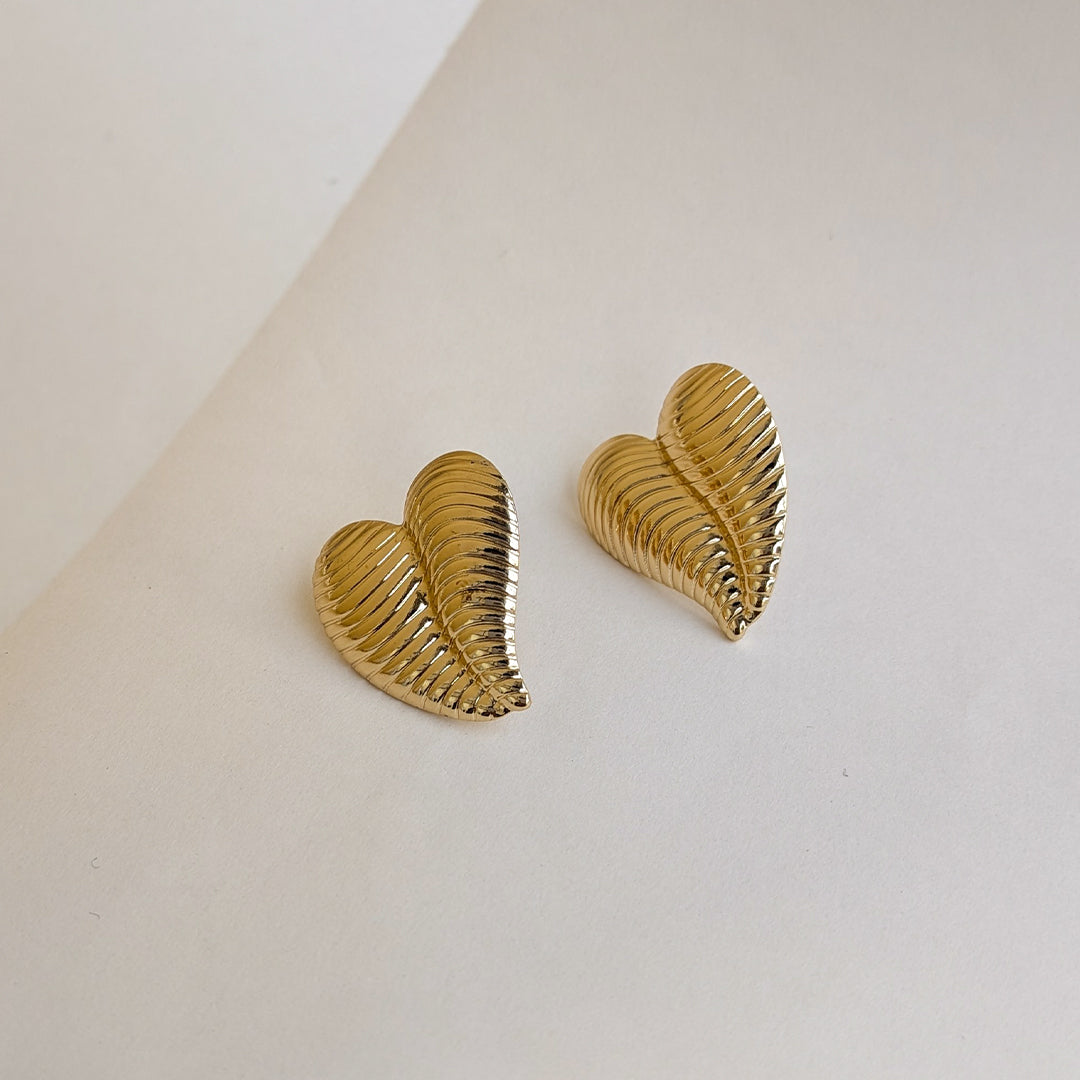 Gold Plated Heart Gleam Stud Earrings For Girls & Women (Anti-Tarnish)
