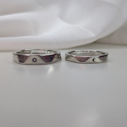 Romantic Sun and Moon Couple Rings