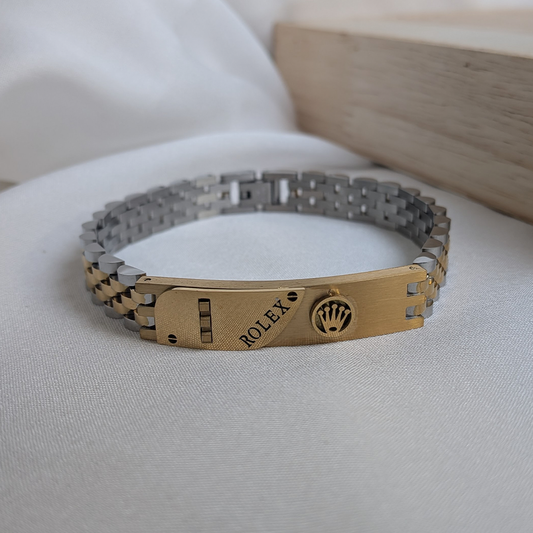 Rolex Brand Inspired CrownLink Stainless Steel Bracelet With Clasp For Men