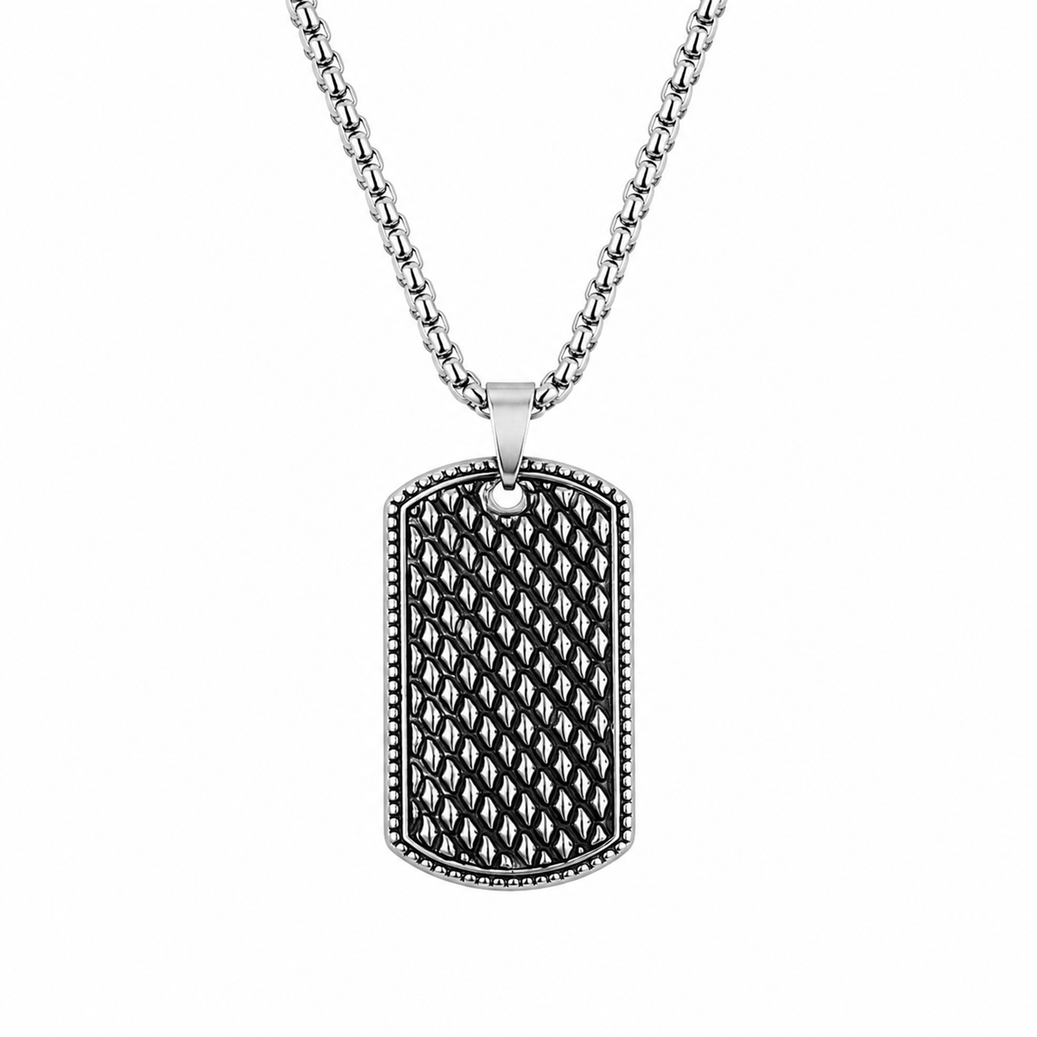 Classic Textured Diamond Grid Pattern Pendant for Men & Boys