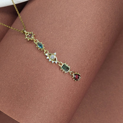 Multicolor Stone Pendant with Crystal Accents For Girls & Women