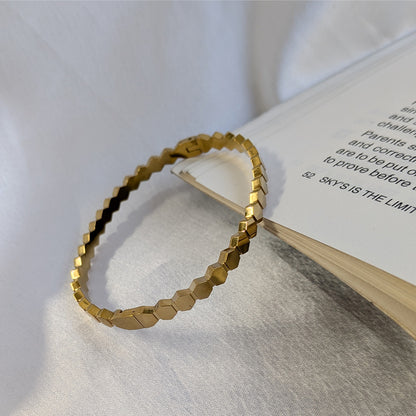 Gold Plated Hexagon Geometric Bracelet For Girls & Women