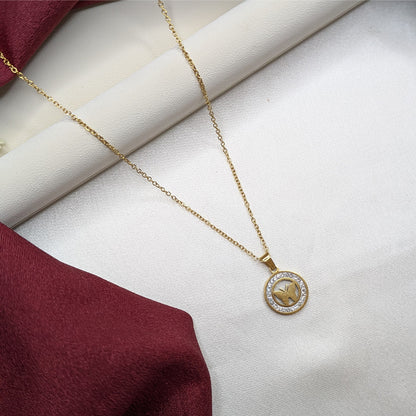 18K Gold Finish Butterfly Cut Pendant with AD Stone for Girls & Women