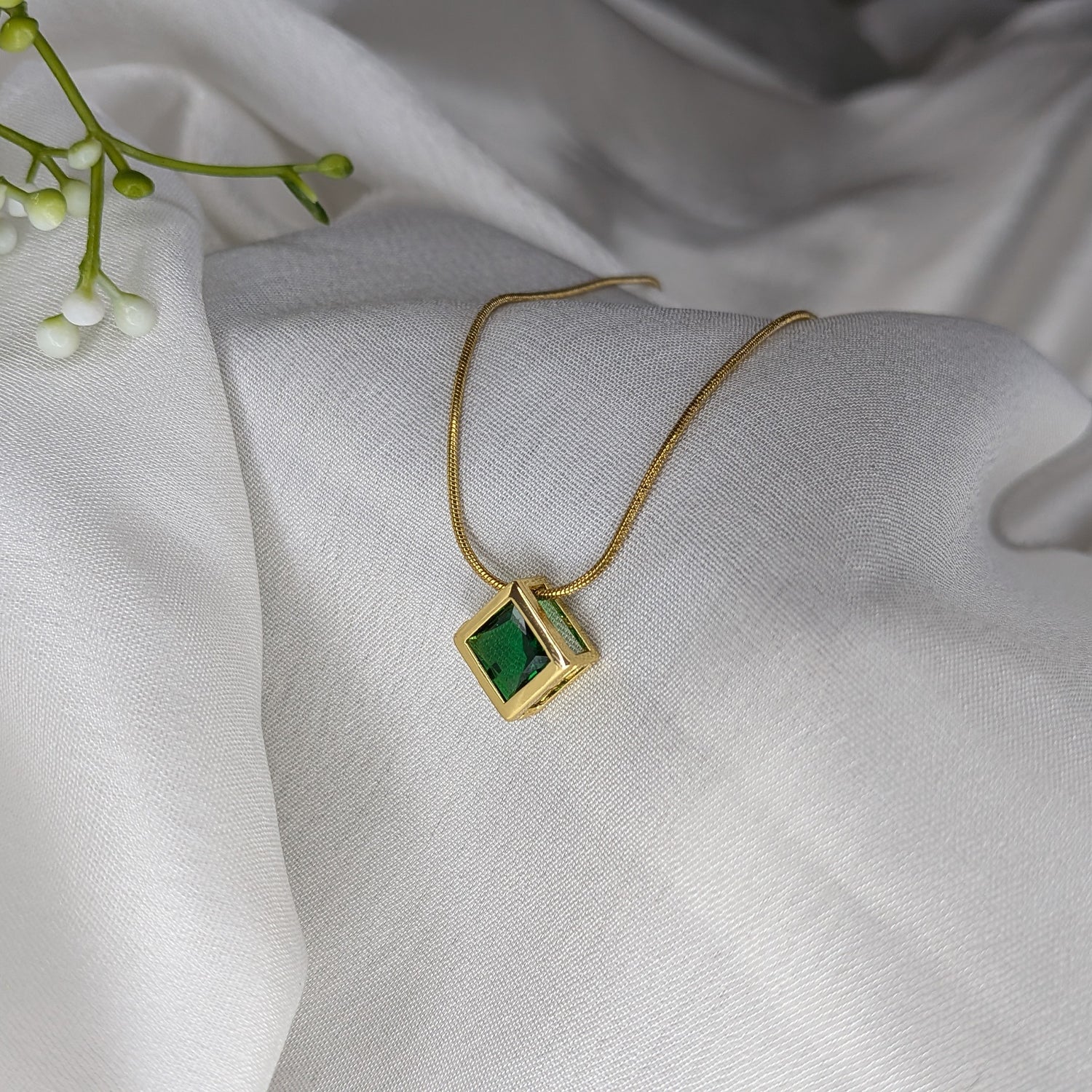 Geometric Design AD Stone Pendant Necklace for Women & Girls