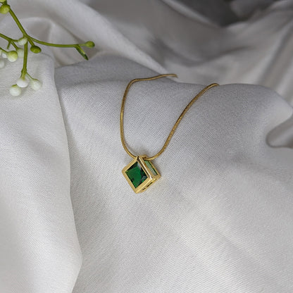 Geometric Design AD Stone Pendant Necklace for Women & Girls