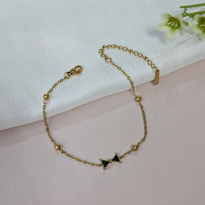 Gold Plated Cute & Trendy Bow Tie Charm Bracelet For Girls & Women (Anti-Tarnish)