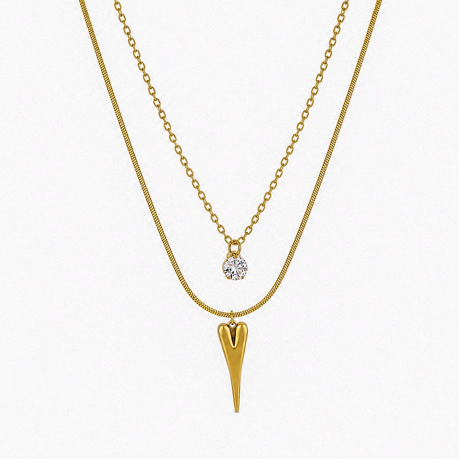 V Shaped Bar & Crystal Stone Dual Layered Pendant For Girls & Women's