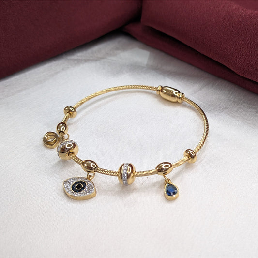 Evil Eye Charm Bracelet with AD Stone Accents for Girls & Women