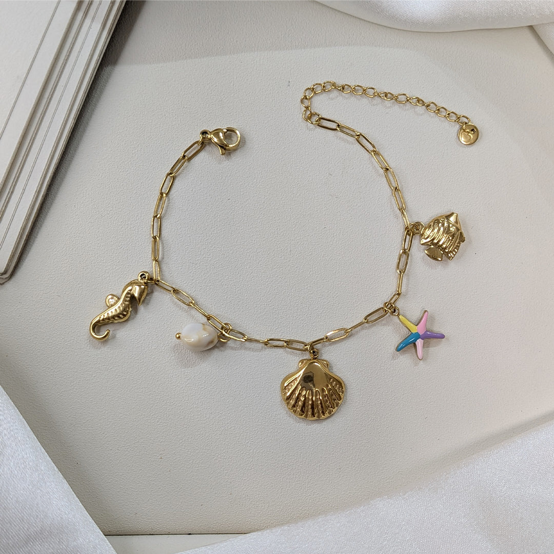 Elegant Sea Themed Charm Bracelet For Girls & Women (Anti-Tarnish)