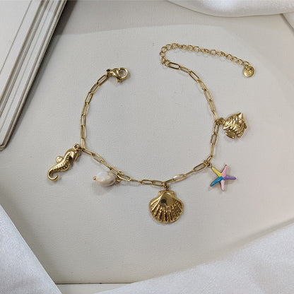 Elegant Sea Themed Charm Bracelet For Girls & Women (Anti-Tarnish)