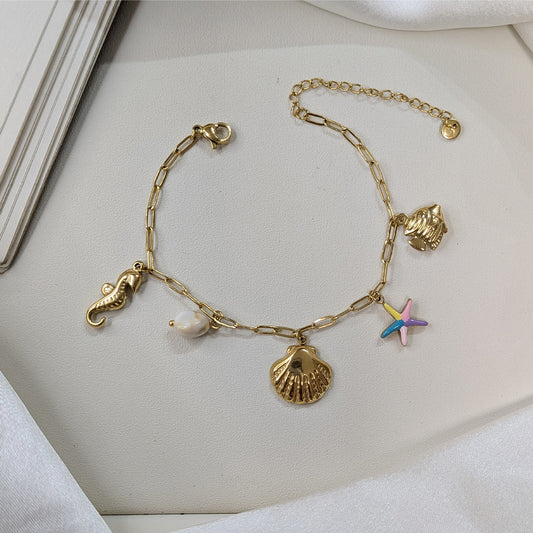 Elegant Sea Themed Charm Bracelet For Girls & Women (Anti-Tarnish)