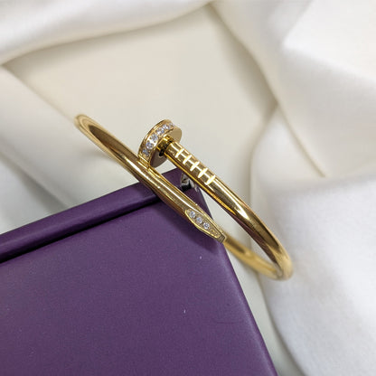 18K Gold Plated Nail With American Diamond Bracelet (Anti Tarnish)