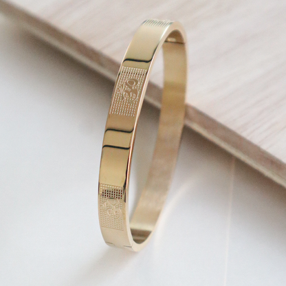 Gold Stainless Steel Stylish Bracelet Engraved with OM For Men & Women