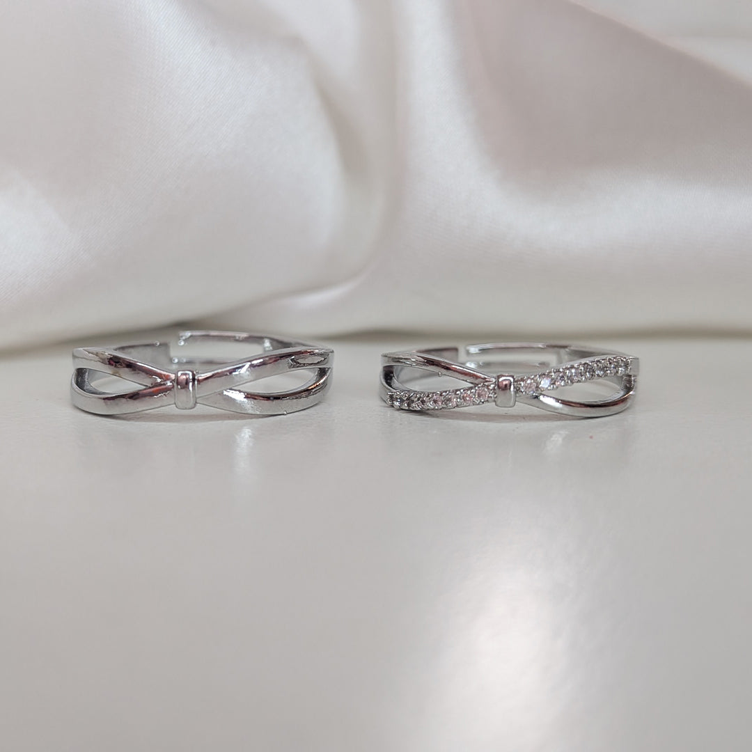 Cross Design American Diamonds Couple Ring Set