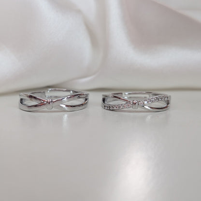 Cross Design American Diamonds Couple Ring Set