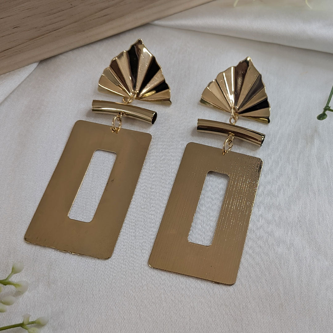 Fan Pattern Statement Long Drop Earrings For Girls & Women
