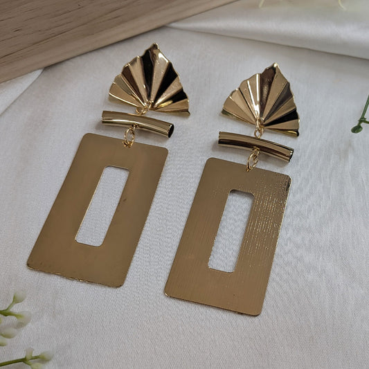 Fan Pattern Statement Long Drop Earrings For Girls & Women