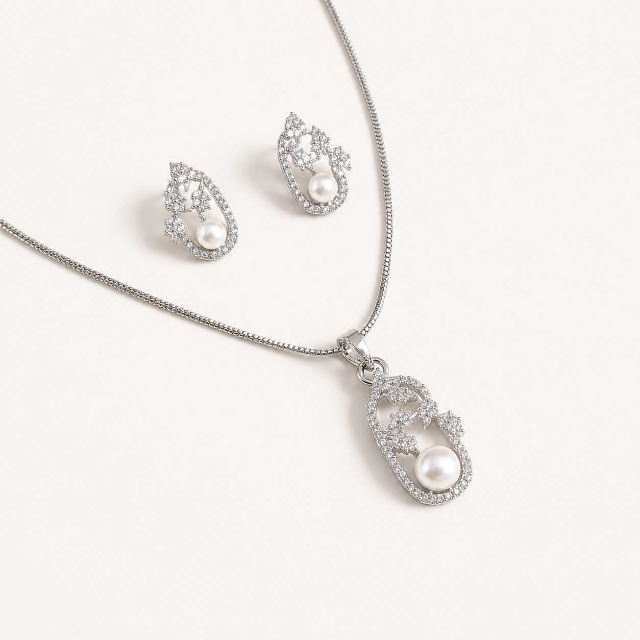 Rhodium Finish Grapes Floral Pendant Set for Girls & Women's