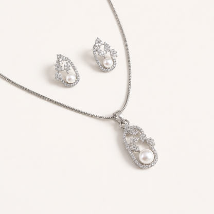 Rhodium Finish Grapes Floral Pendant Set for Girls & Women's
