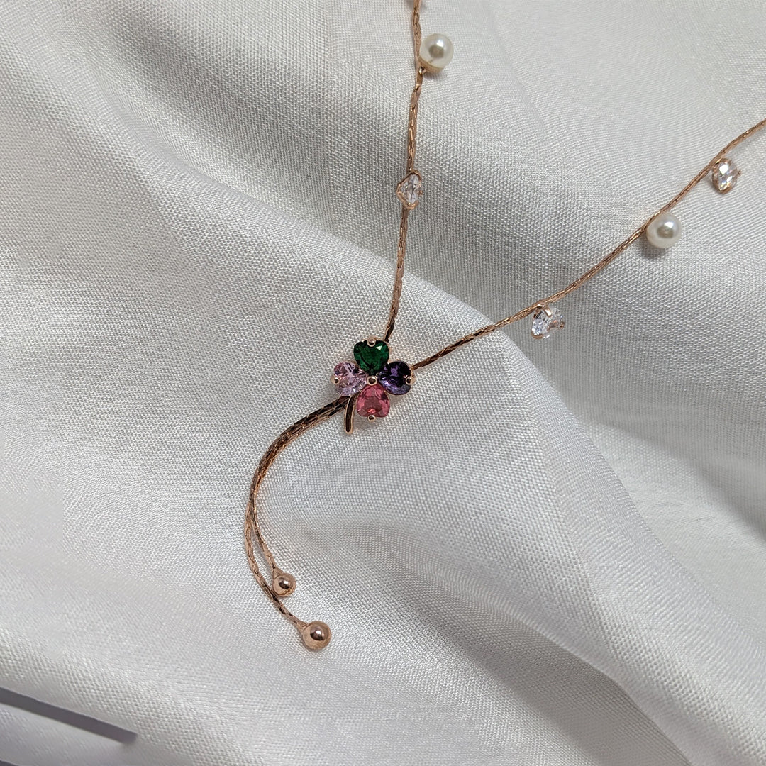 Rose Gold Rainbow BlossomNecklace (Anti Tarnish)