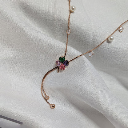 Rose Gold Rainbow BlossomNecklace (Anti Tarnish)