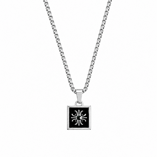 Square Sun Power With Green Stone Pendant for Men & Boys