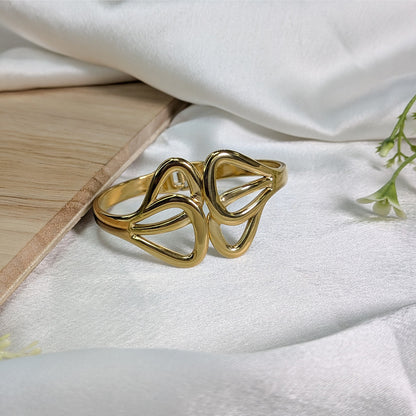 Gold Finish Chunky Geometric Bracelet For Girls & Women