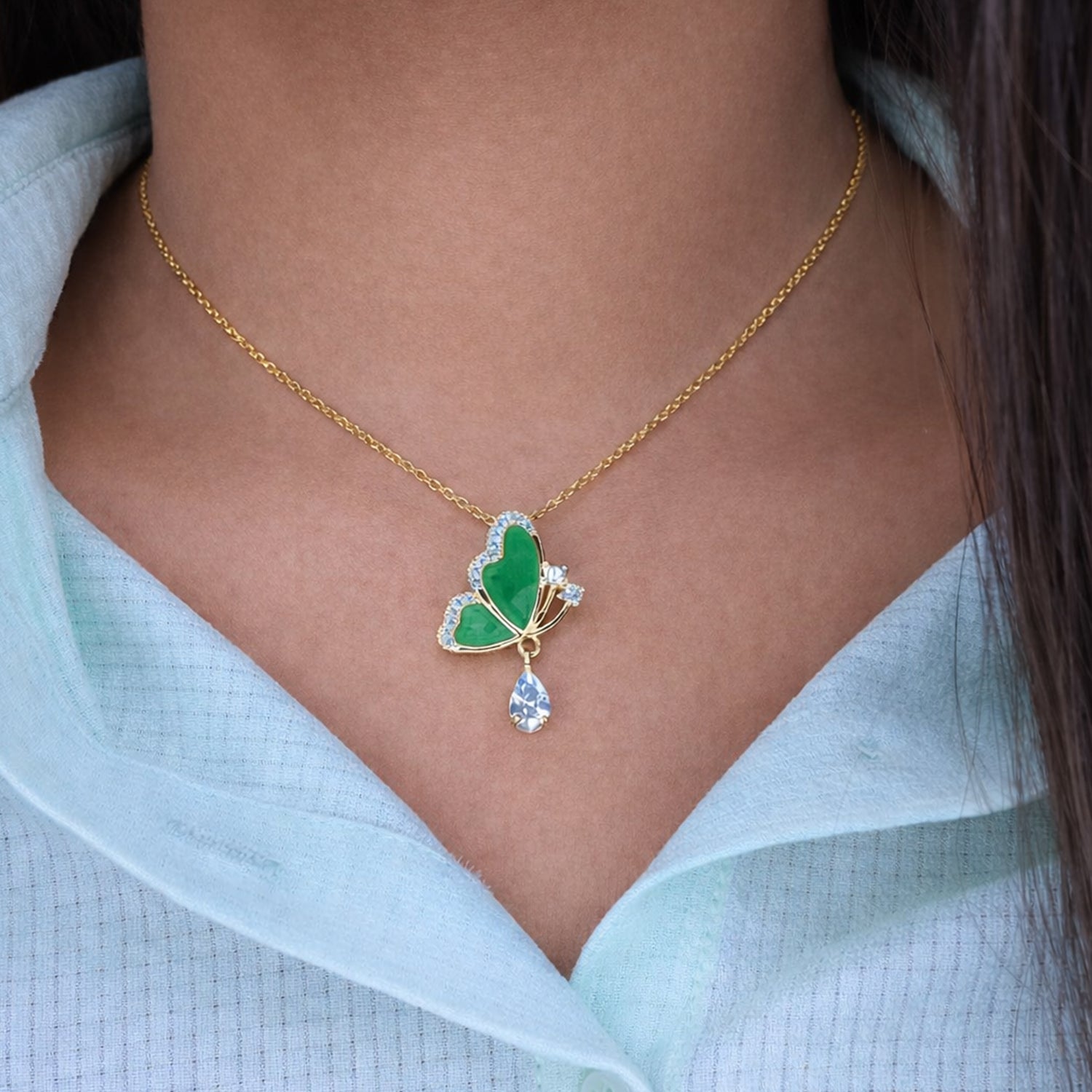 Elegant Crystal Butterfly Pendant for Women & Girls