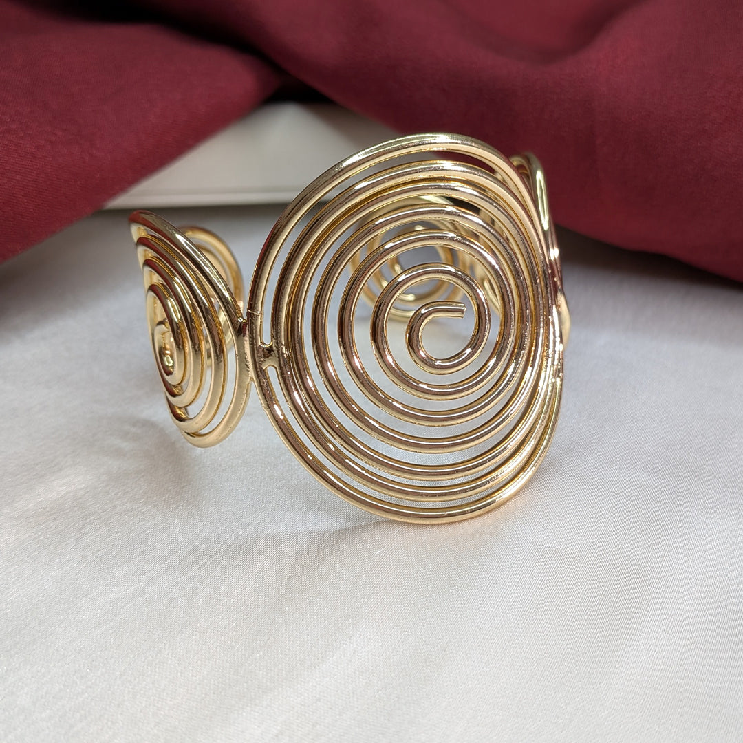 18K Gold Finish Spiral Cuff Bracelet for Girls & Women