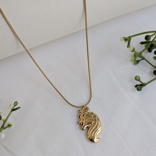Gold Plated Unicorn Pendant Necklace For Girls & Women