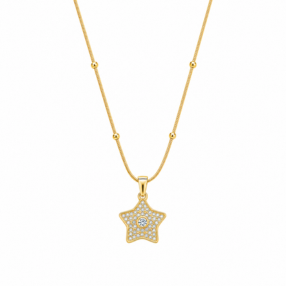 Star Central Stone Accented Beaded Chain Pendant for Girls & Women's
