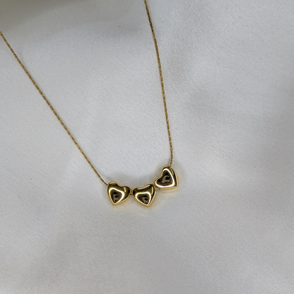 Gold Plated Triple Tiny Tangled Heart Stainless Steel Pendant For Girls & Women