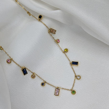 Gold Finish Multi Color Stone Charm Pendant For Girls & Women