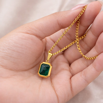 18K Gold Plated Classic Zircon Pendant Necklace (Anti Tarnish)