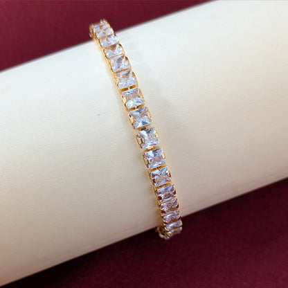 Gold Tone Superior Quality Tennis Bracelet With CZ Stones For Girls & Women