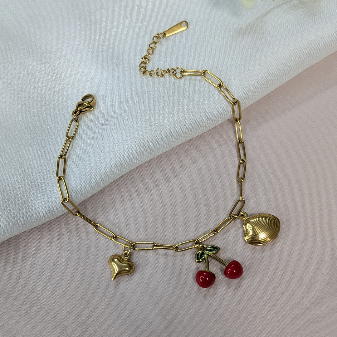 Elegant Exquisite Cherry Charm Bracelet For Girls & Women (Anti-Tarnish)