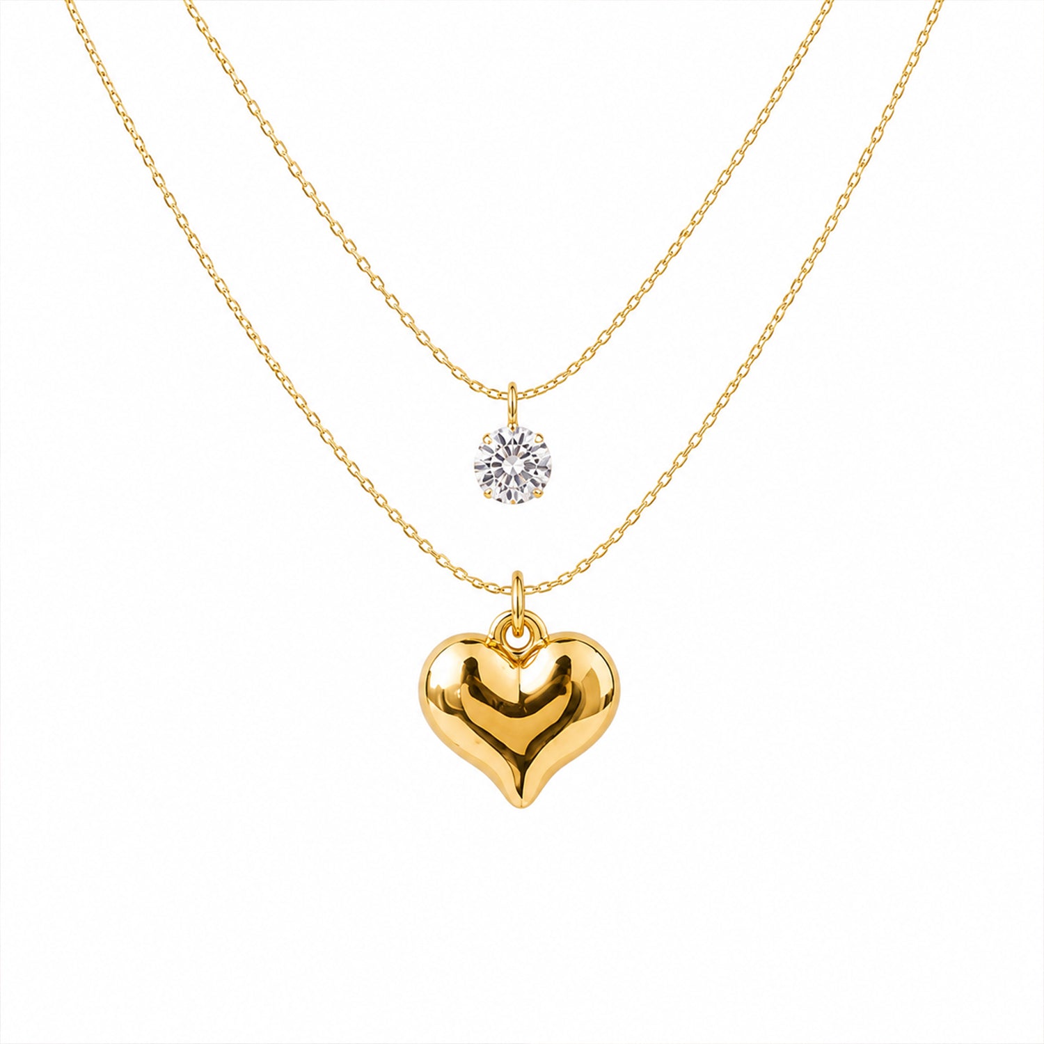 Heart & Crystal Stone Dual Layered Pendant For Girls & Women's