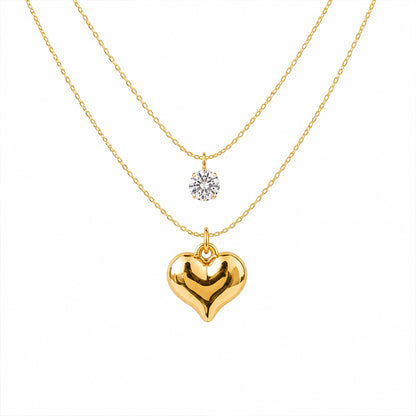 Heart & Crystal Stone Dual Layered Pendant For Girls & Women's