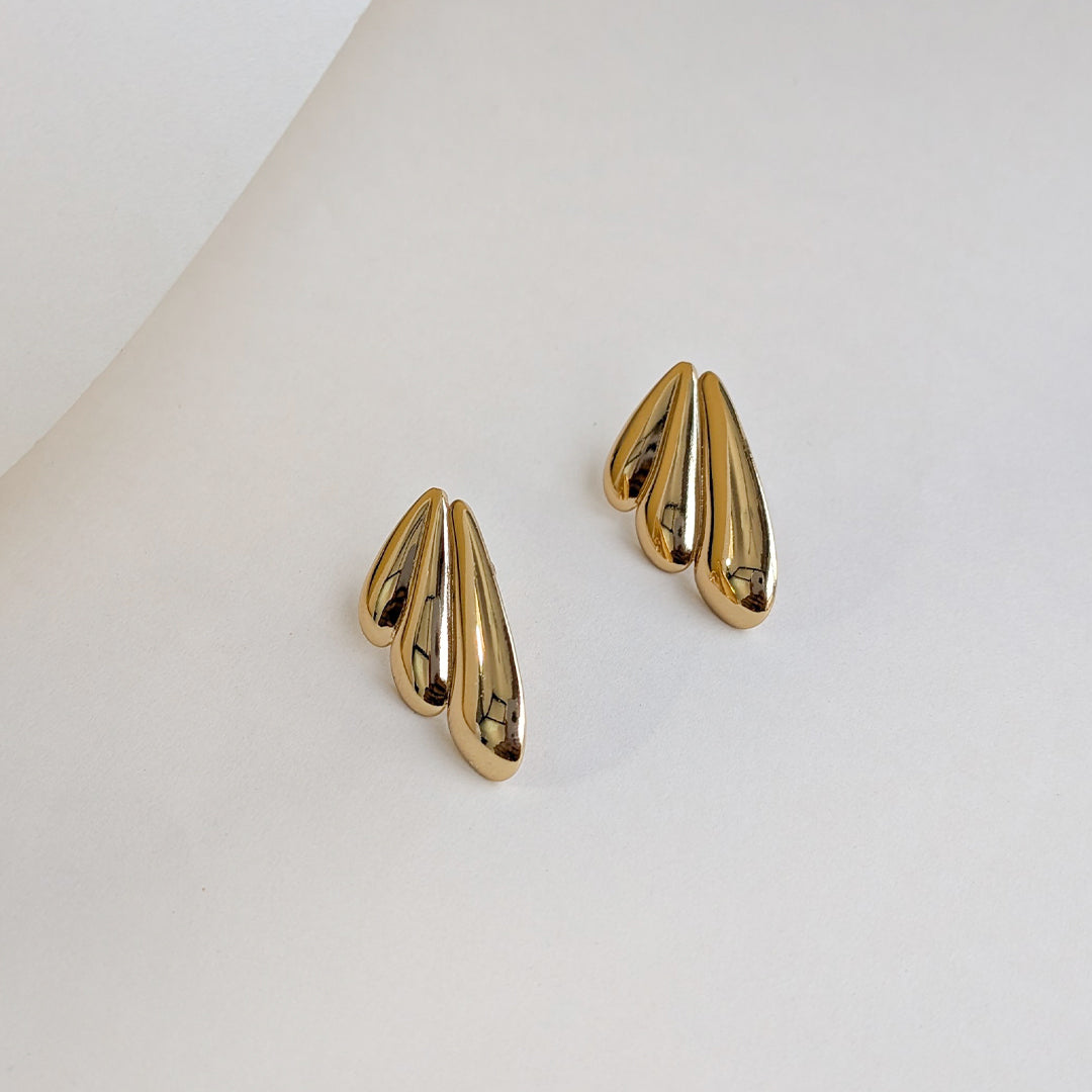 Designer Gold Plated Triple Drop Stud Earrings  For Girls & Women (Anti-Tarnish)