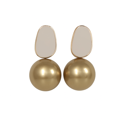 Mint Green Enamel & Faux Pearl Drop Earrings