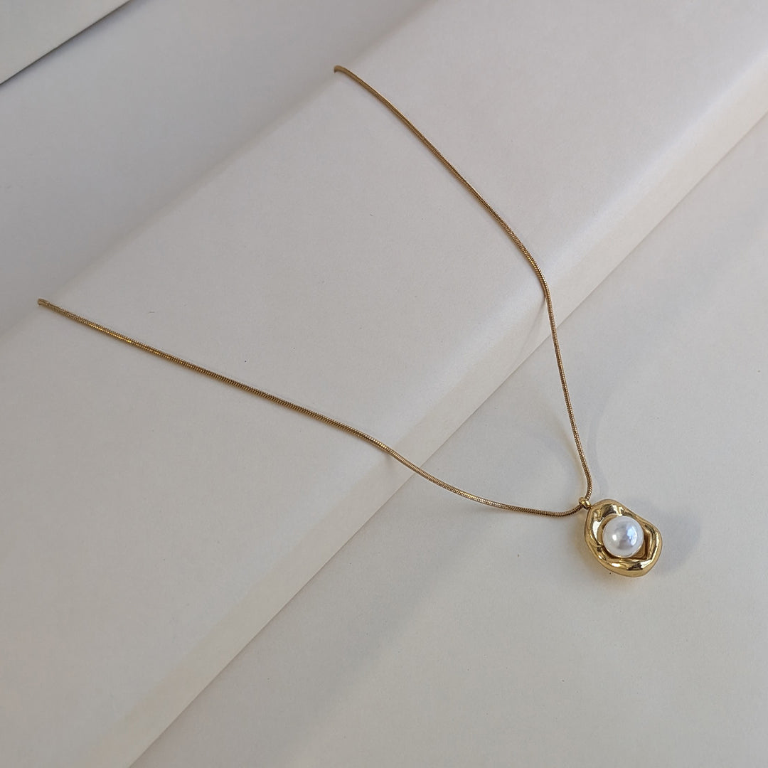 Gold Plated Minimalist Chic Broad Bean Style Pearl For Girls & Women