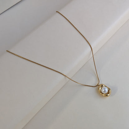 Gold Plated Minimalist Chic Broad Bean Style Pearl For Girls & Women