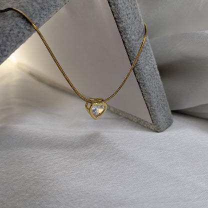 Minimal Heart Shape Crystal Pendant Necklace for Women & Girls