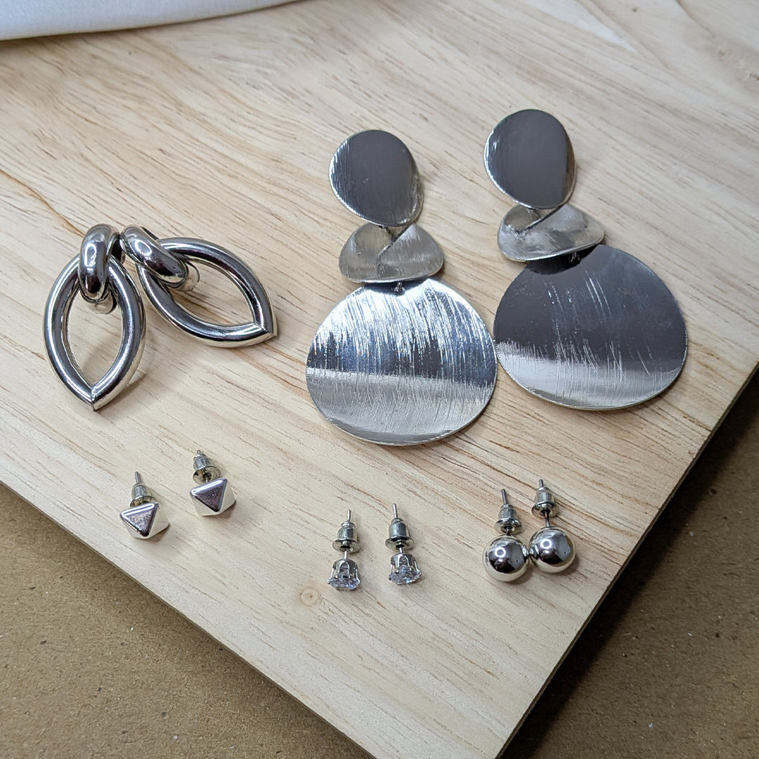 Elegant 5pcs Stainless Steel Unique Earrings Set for Women & Girls