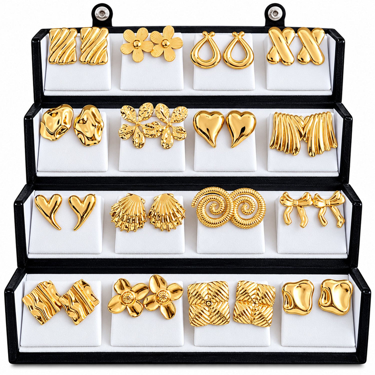 Gold Tone Statement 16 Pair Earrings for Party & Festive