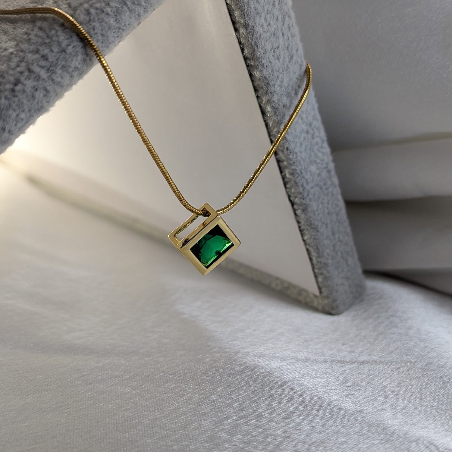 Geometric Design AD Stone Pendant Necklace for Women & Girls