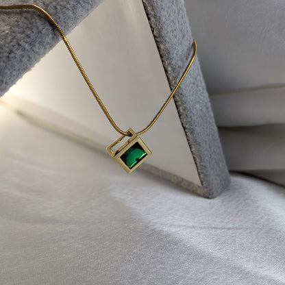 Geometric Design AD Stone Pendant Necklace for Women & Girls